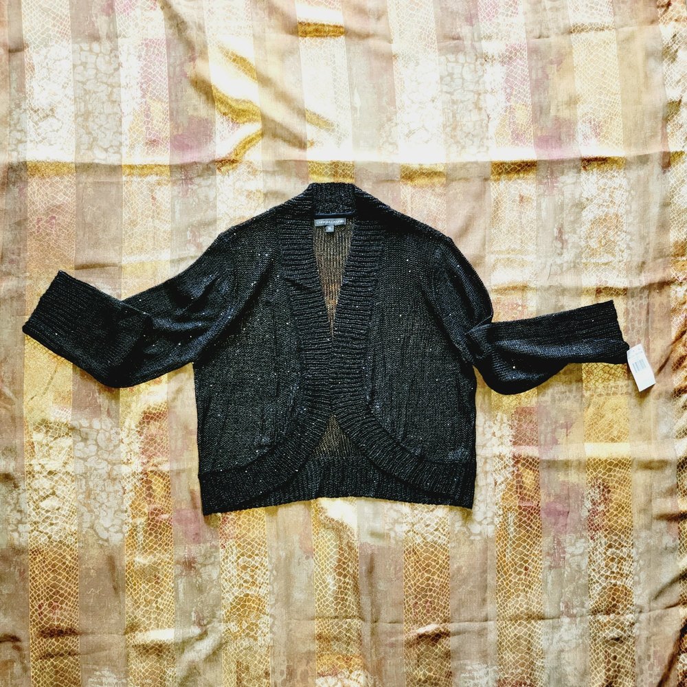 CHRIS McLAUGHLIN WOMEN XL LONG SLEEVE KNIT SHORT WASIT HOLIDAY CARDIGAN SWEATER